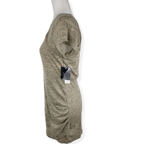 Cloud & Sky short sleeve dress with side ruched in oatmeal Large NWT - Picture 3 of 3